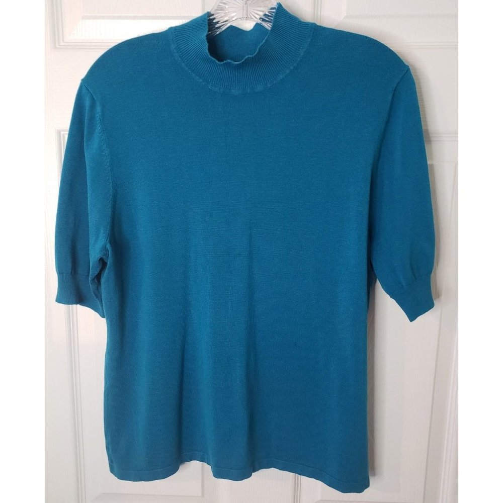 Coldwater Creek Short Sleeve Sweater, size Large, Turquoise